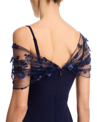 Beaded Twist Overlay Gown