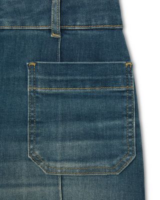 Sakura Patch Pocket High Rise Flare Jeans in Mid Blue