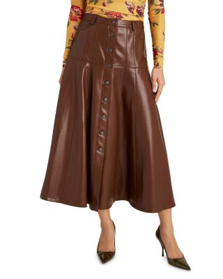 Cinq a Sept Veena Faux Leather Midi Skirt