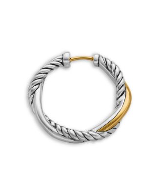 Petite Infinity Hoop Earrings in Sterling Silver with 14K Yellow Gold