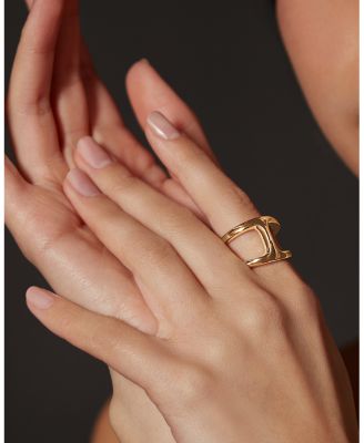 18K Yellow Gold Phantom Double Row Statement Ring