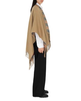 Reversible Check Wool Cape