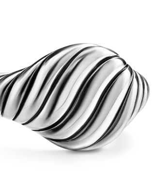 Sculpted Cable Pinky Ring in Sterling Silver, 10mm