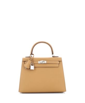 Pre-Owned Hermes Pre-Owned Hermes Kelly 25 Handbag Brown Epsom with Palladium Hardware