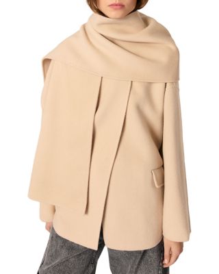 Maje - Double-Faced Coat with Scarf