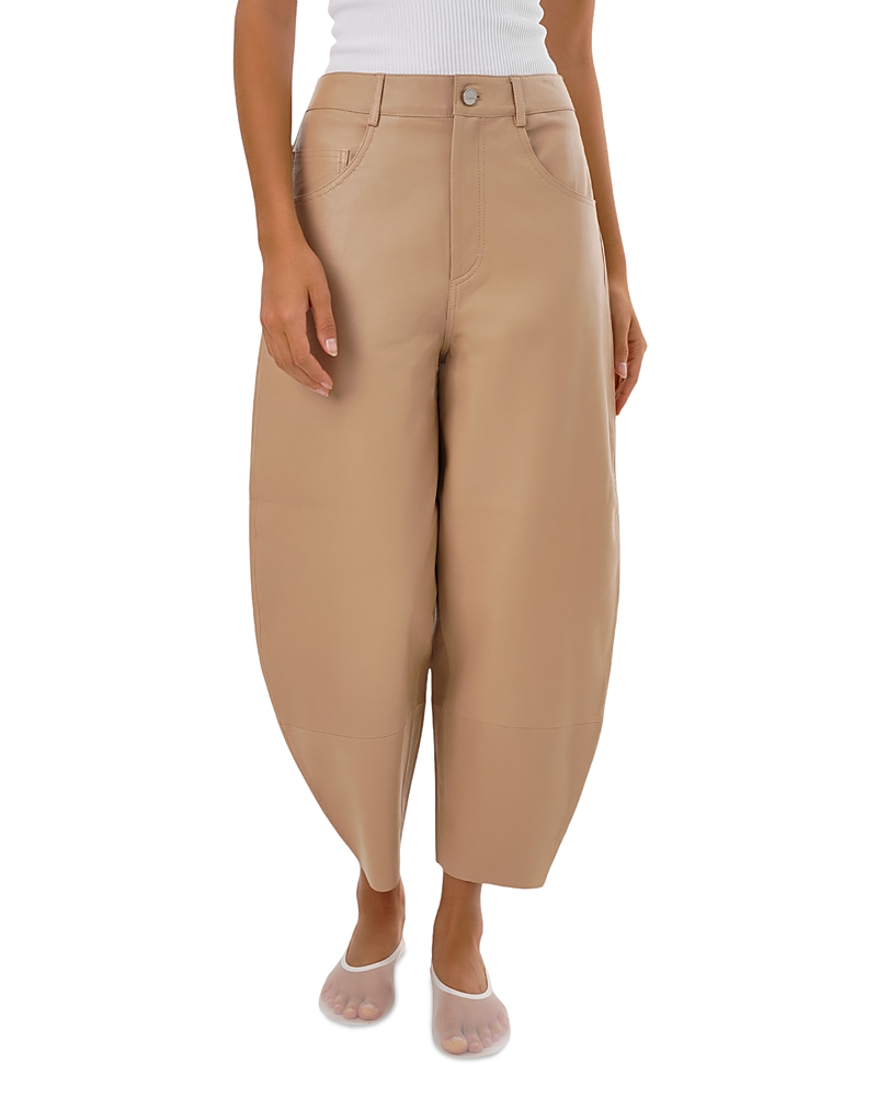 Lamarque Fenne Leather Tapered Pant In Beige