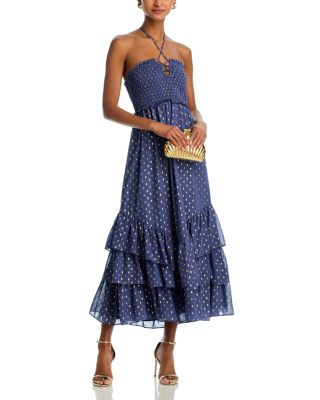 AQUA - Metallic Polka Dot Maxi Dress - Exclusive