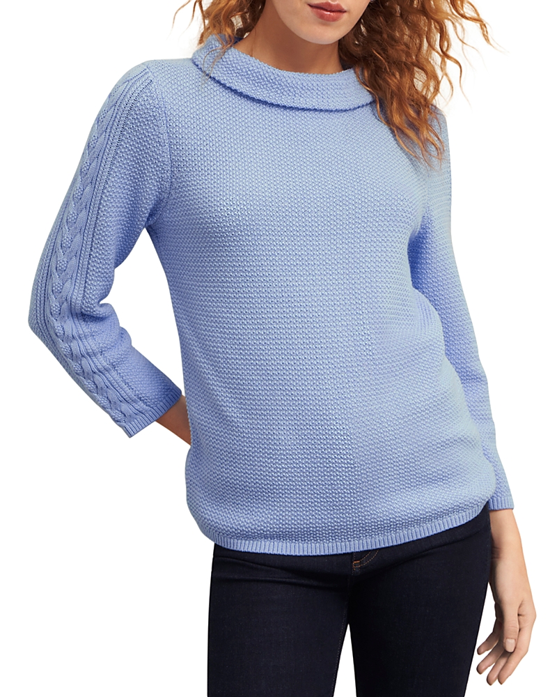 Hobbs London Camilla Boat Neck Cable Knit Sleeve Sweater