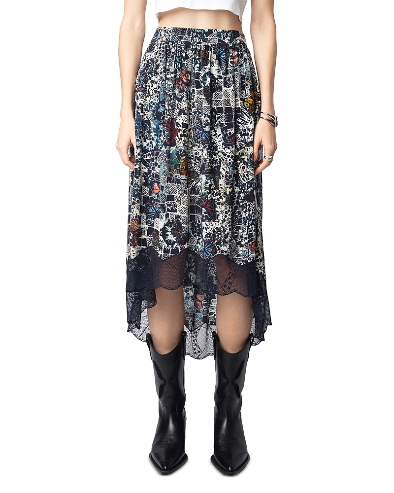 Zadig & Voltaire Zadig  Voltaire Butterflies Printed Midi Skirt In Encre