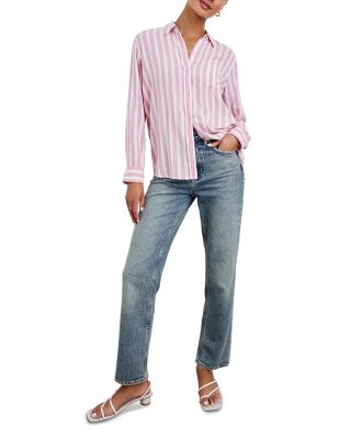 Wren Striped Button Front Blouse