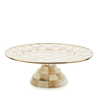 Mackenzie-Childs Mocha Check Large Pedestal Platter | Bloomingdale's Mackenzie-Childs
