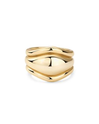 Shashi - Delphine Triple Row Ring in Gold Tone