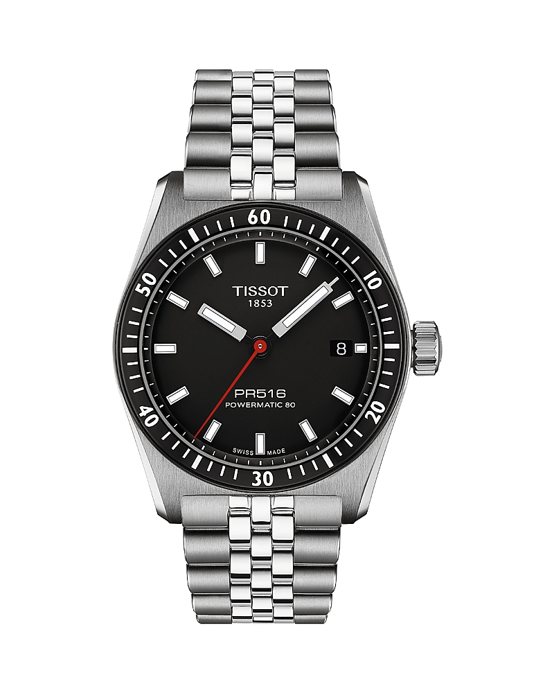 Tissot Pr516 Powermatic 80 Watch, 38mm In Black/silver