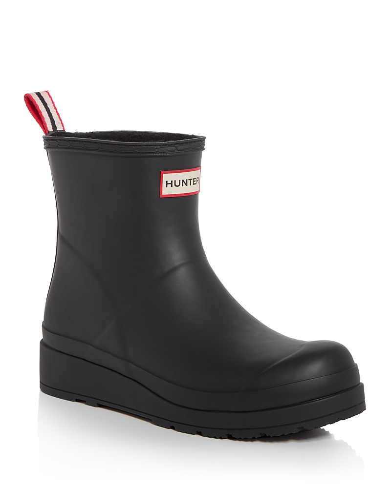 Hunter Women's Play Short Backstrap Rain Boot In Black/white In Black