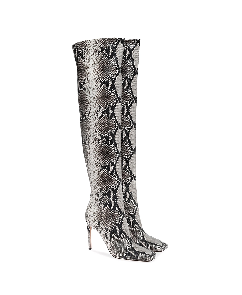 Gianvito Rossi Snake-embossed Over-the-knee Boots In Grey