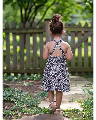 Girls' Cross Back Dress in Neon Leopard - Little Kid, Big Kid