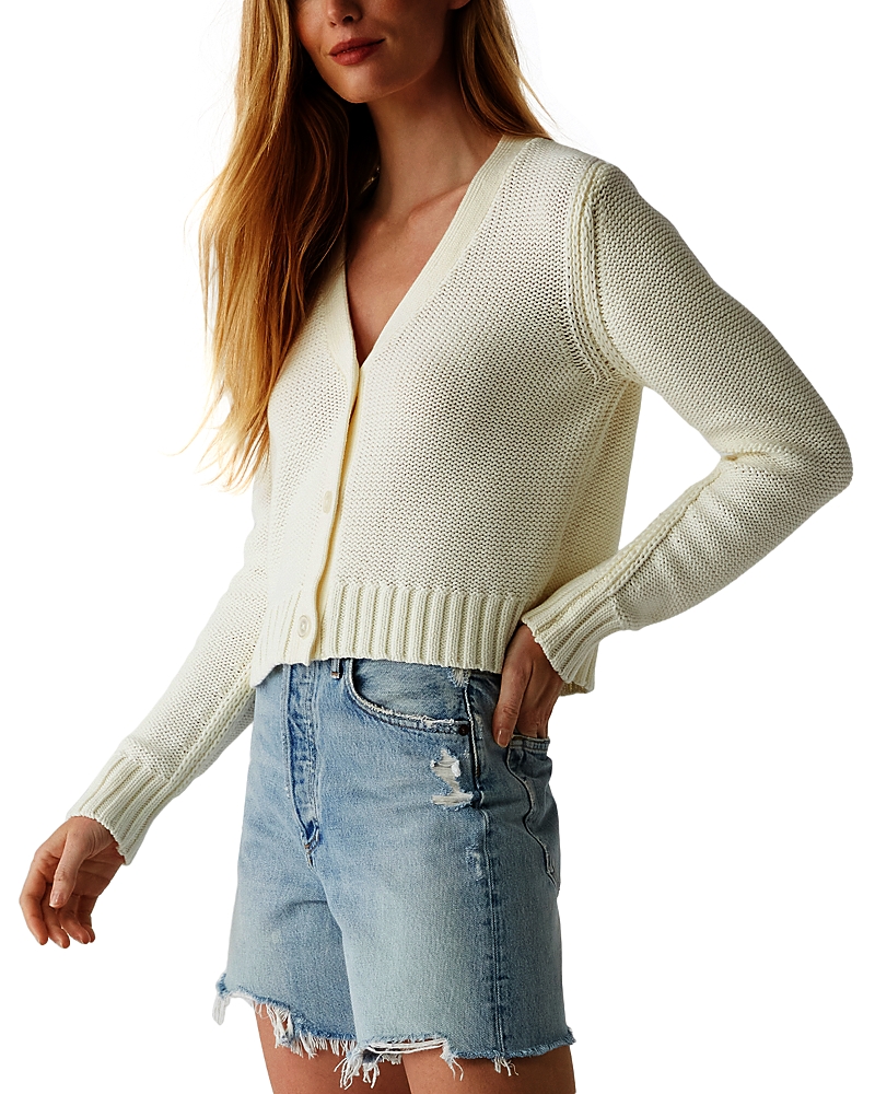 Shop Michael Stars Fran Cropped Cardigan In Ivory