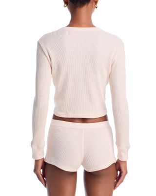 Cropped Waffle Cardigan