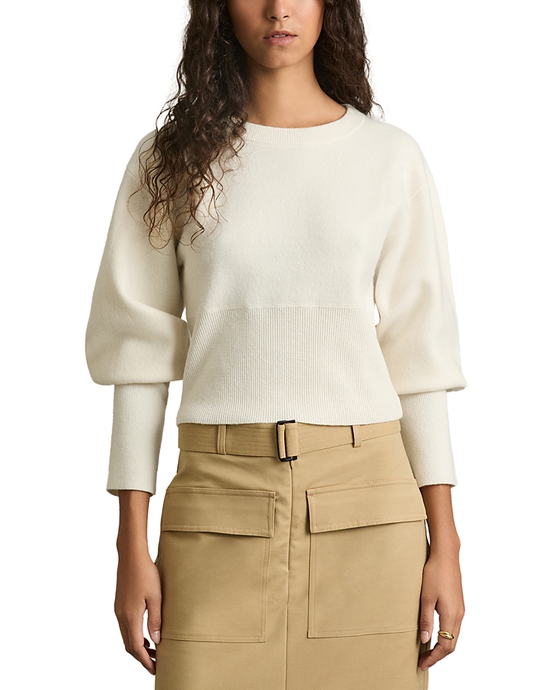 Reiss Ella Crewneck Wool Blend Sweater In Cream In Cream
