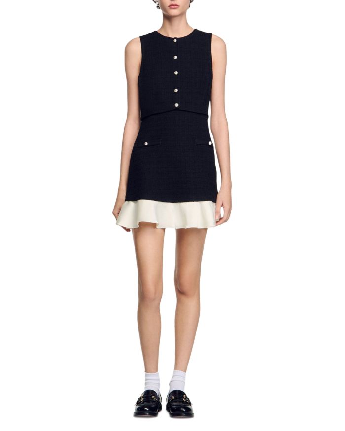 Two Tone Tweed Short Dress