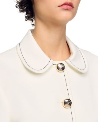 Peter Pan Collar Cropped Jacket & Short Box Pleated Skirt