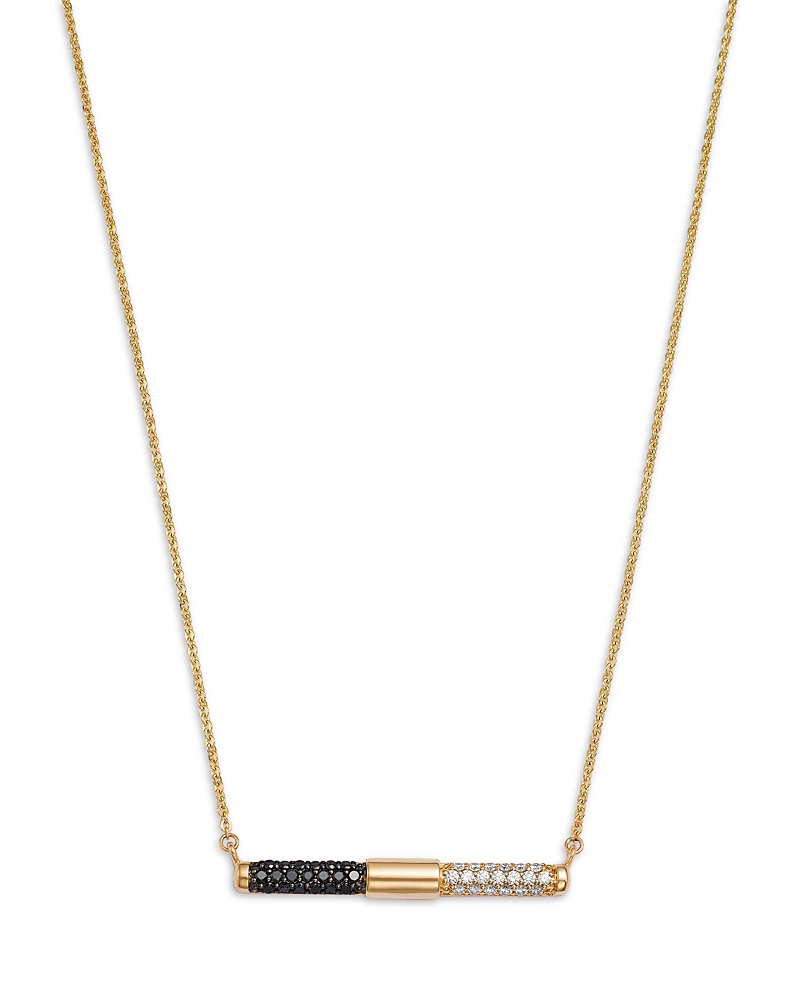 Bloomingdale's Fine Collection Black & White Diamond Bar Necklace In 14k Yellow Gold In Gold
