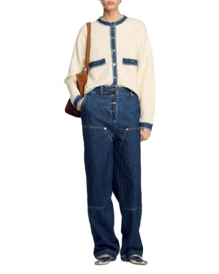 Cardigan with Denim Detail