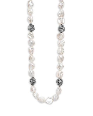 LAGOS - Sterling Silver Luna Keshi Pearl & Caviar Bead Collar Necklace, 18"