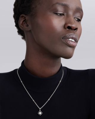 Sterling Silver Luna Cultured Pearl Fleur Pendant Necklace, 16"-18" 