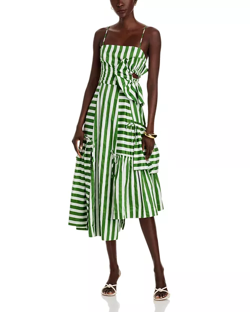 tropical flight stripes midi dress
