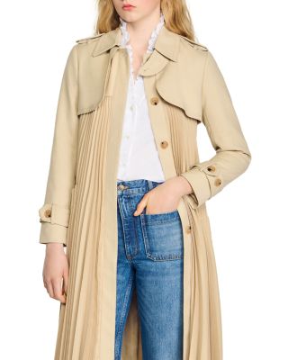 【海外限定】Sandroコート☆Vino belted satin-crepe coat Sandro Vino Pleated Trench Coat | Bloomingdale's