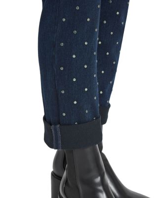Studded High Rise Skinny Jeans in Indigo