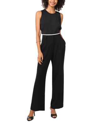 Contrast Waist Wide Leg Pants