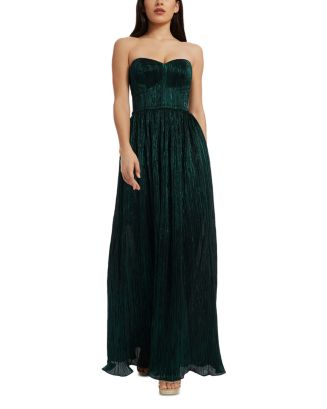 Dress The Population Audrina Pliss Maxi Gown - Deep Emerald - XXL