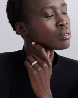 Two Tone Signature Caviar Diamond Ring, 0.266 tcw