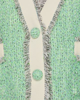 Fringe Trim Colorblocked Jacket