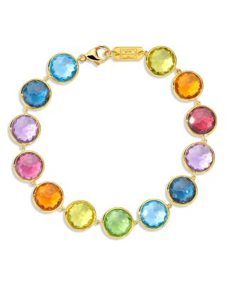 IPPOLITA - 18K Yellow Gold Lollipop&reg; Rainbow Multi Stone Bezel Link Bracelet