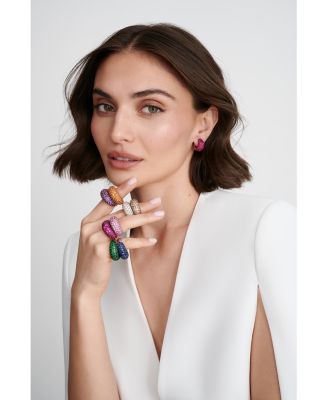 18K Rose Gold Dome Pink Sapphire Pav&eacute; Large Statement Ring