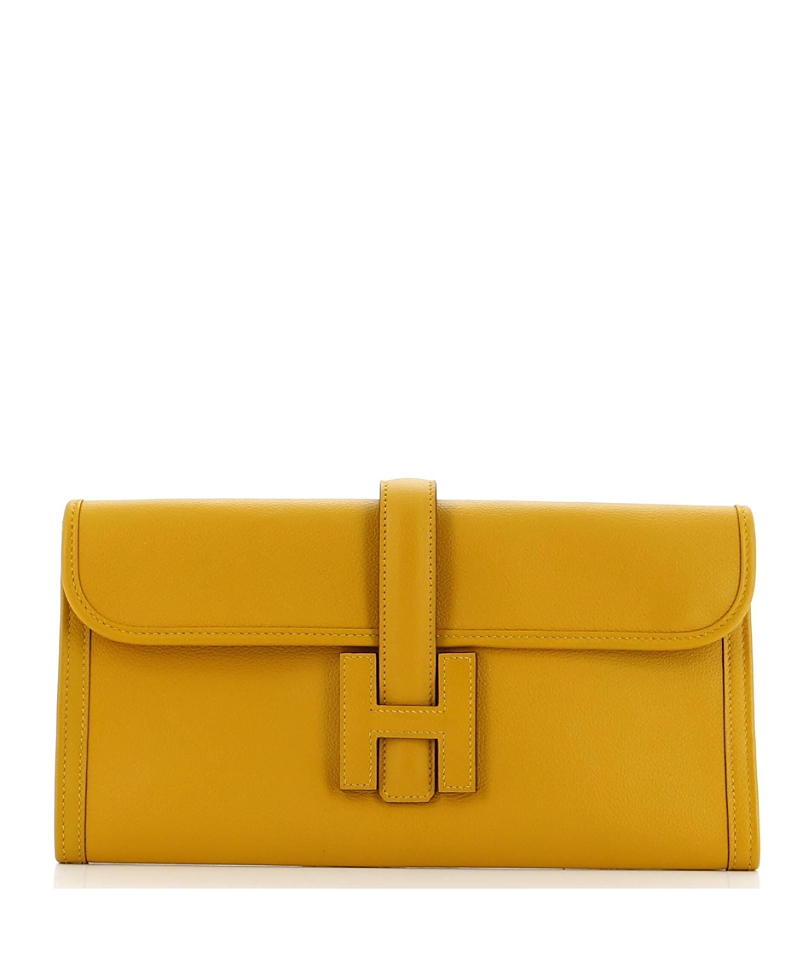 Pre-owned Pre-owned Hermes Hermes 29 Jige Elan Clutch Evercolor In Yellow