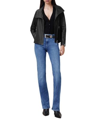 Haldan Mid Rise Slim Bootcut Jeans in Mid Indigo