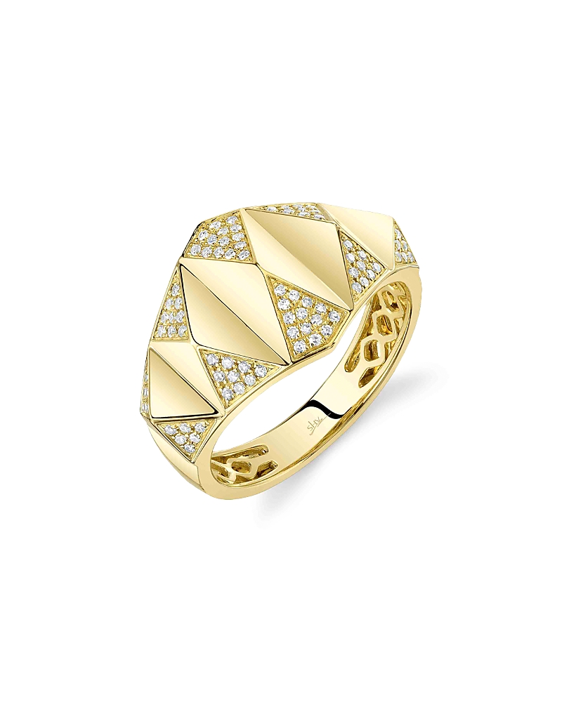 Shy Creation 14k Yellow Gold Kate Diamond Pyramid Geometric Cutout Ring, 0.20 Ct. T. W. In Gold