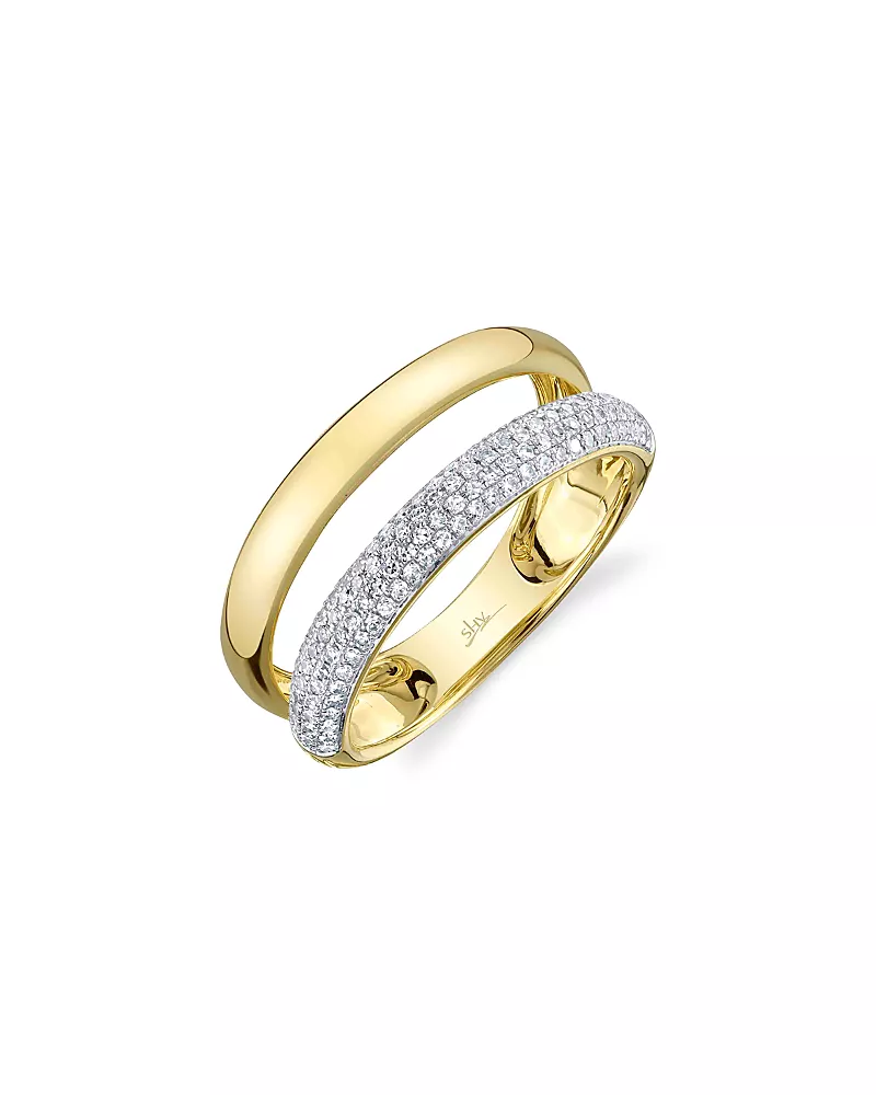 Shy Creation 14K Yellow Gold Kate Diamond Pave Ring, 0.32 tcw