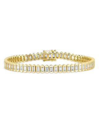 Shy Creation - 14k Yellow Gold Bailey Diamond Baguette Tennis Bracelet