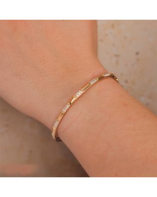14K Gold Kate Diamond Pav&eacute; Geometric Bangle Bracelet
