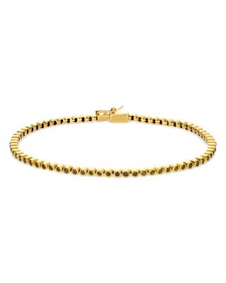 LUIS MORAIS - Men's 14K Yellow Gold Black Diamond Tennis Bracelet
