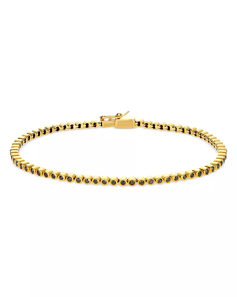 Luis Morais Men's 14K Yellow Gold Black Diamond Tennis Bracelet