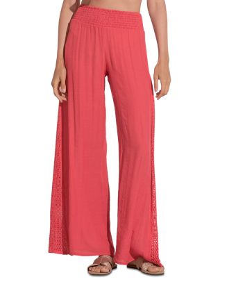 elan crochet inset cover up dress Swim Cover-Up Pants By Elan sexy wedding gown Pant Size:28 / XS Swimsuit cover Plus Size A-Line Chiffon