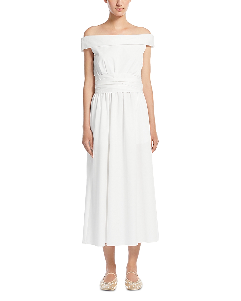 Weekend Max Mara Prsoit Dress In Cotton Poplin In White