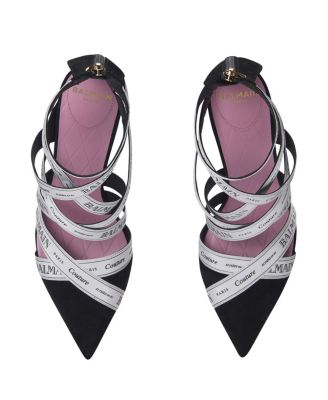 Women's Couture Suede Heels with Ribbon Motif