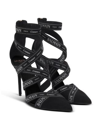 Balmain - Women's Couture Suede Heels with Ribbon Motif